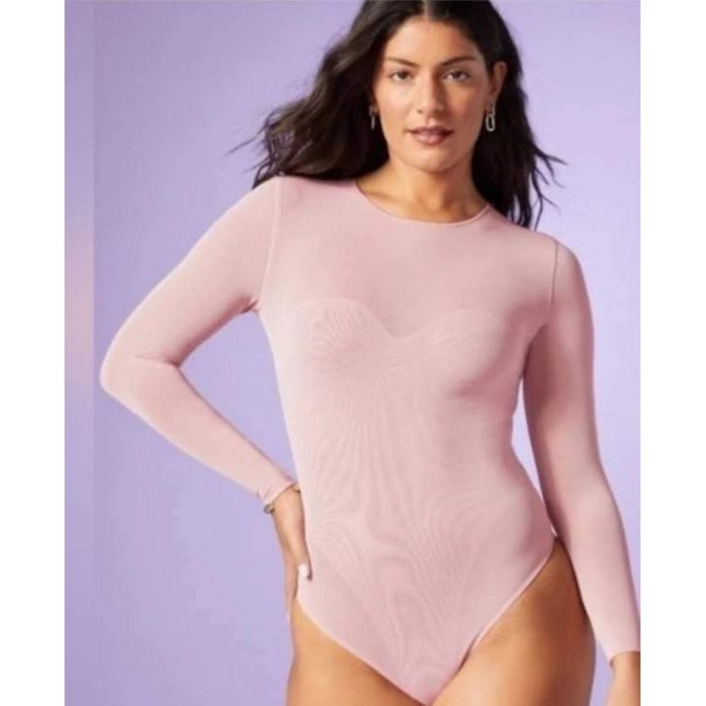 Yitty Pink Sleeveless Bodysuit Womens‎ Size Medium Stretch Activewear Scoop Neck